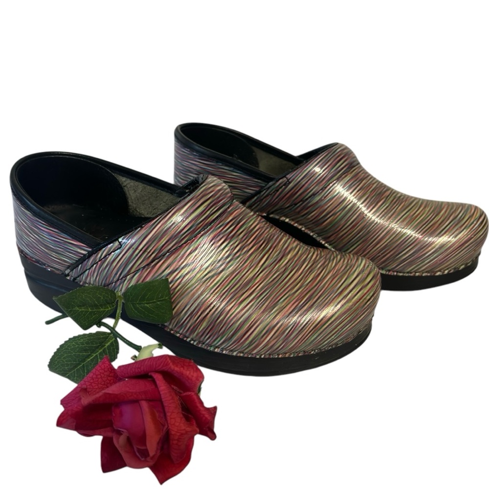 Dansko 39 Professional Style Stripe Clog Shoe Mul… - image 1
